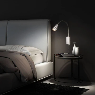 Abbildung von BRILONER Leuchten Bettleuchte, Wandleuchte, Leselampe inkl. Flexarm, An /Ausschalter via Touchfunktion, 1x LED/GU10, 5 Watt, 400 Lumen, 3.000 Kelvin, Metall, Matt Nickel
