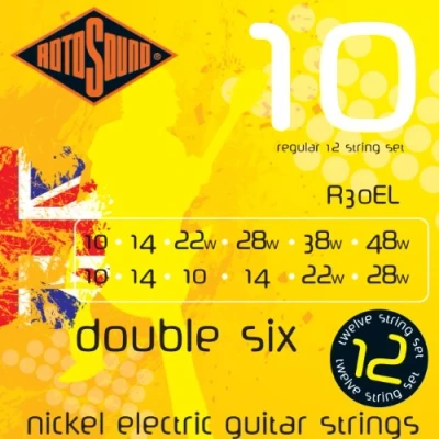 Abbildung von Rotosound Nickelsaiten für 12 saitige E Gitarren, Regular, Stärke 10 10, 14 14, 22 28 38 22, 48
