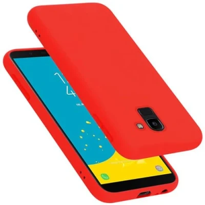 Abbildung von Cadorabo Hülle kompatibel mit Samsung Galaxy J6 2018 Silikon Handyhülle für Case aus flüssigem stoßfeste dünne TPU Schutzhülle Liquid ROT