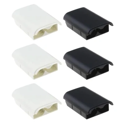 Abbildung von 6 Stück Akkudeckel kompatibel mit Xbox 360 Wireless Controller 5,6 x 3,5 cm Gehäuse für Ersatzakku, Schwarz und Weiß