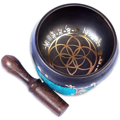 Abbildung von Tibetische Klangschalen Set einfach zu spielen für Anfänger authentische, handgefertigte Achtsamkeit, Meditation, ganzheitlicher Klang, 7 Chakra Heilungsgeschenk