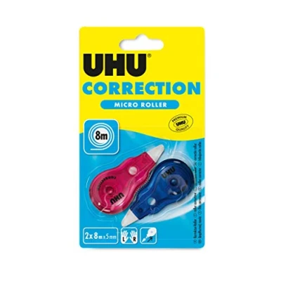 Abbildung von UHU Correction Micro Roller, 2 praktische und handliche Korrekturroller, Die in jedes Mäppchen passen, 8 m x 5 mm