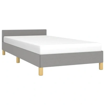 Abbildung von vidaXL Bettgestell mit Kopfteil, Bettrahmen Lattenrost, Bett Polsterbett Stützbeinen, Schlafzimmerbett Einzelbett, Hellgrau 90x200cm Stoff