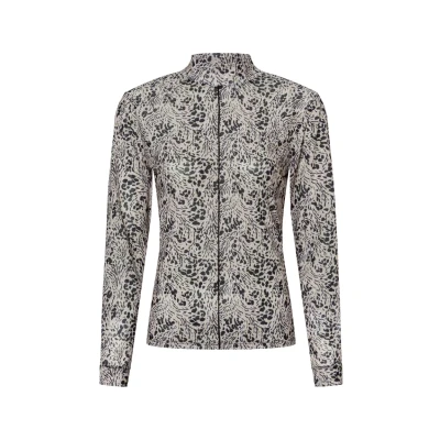 Abbildung von comma Langarmshirt, Damen, Größe: 34, Beige schwarz