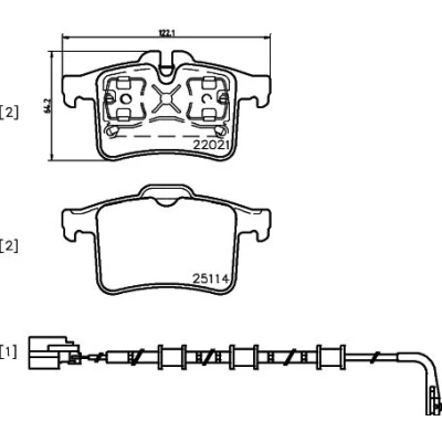 Abbildung von BREMBO P 36 034 Bremsbelagsatz inkl. Verschleißwarnkontakt ohne Zubehör JAGUAR: XK Cabrio, Coupe