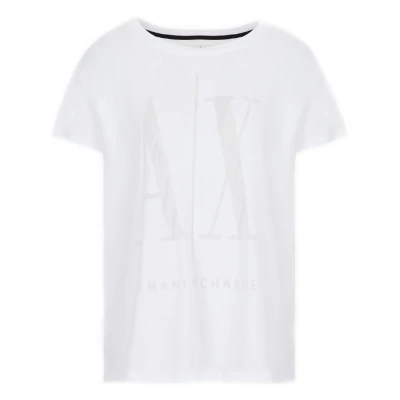 Abbildung von Armani Exchange Women&#039;s Burnout Icon Logo Tee T Shirt, Optic White, Klein
