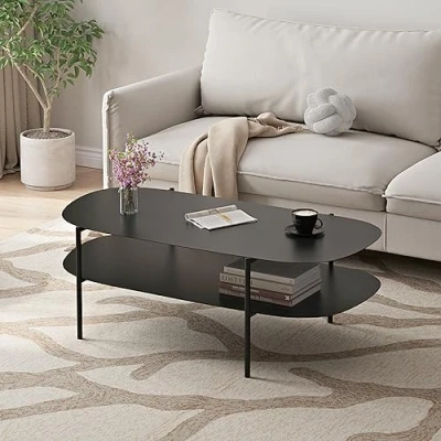 Abbildung von en.casa Couchtisch, »Enebakk« 112x62x40,5 cm ovale Form Schwarz
