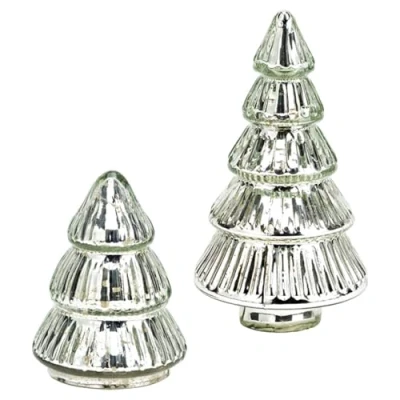 Abbildung von matches21 HOME &amp; HOBBY Dekofigur Weihnachtsdeko Tannenbäume Glas Set Dekofiguren silber (2 St)