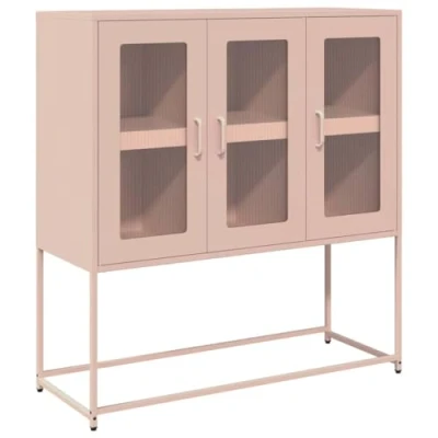 Abbildung von vidaXL Sideboard Rosa 100,5x39x107 cm Kaltgewalzter Stahl, Kommode, Schrank, Flurschrank, Anrichte, Küchenschrank, Wohnzimmerschrank, Wohnzimmermöbel