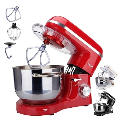 Abbildung von Arebos Küchenmaschine mit 6L, Edelstahl Rührschüssel, 3 Farben, 1500 W
