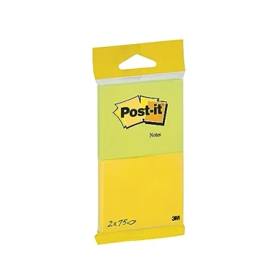 Abbildung von Post It Notes, Energetic Collection, Farbe: Neongelb, Neongrün, 76 mm x 63.5 mm, 75 Blatt pro Block, 2 Blöcke Selbstklebende Notizzettel für Notizen, To Do Listen und Erinnerungen