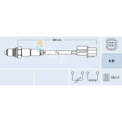 Abbildung von FAE 77688 Lambdasonde HYUNDAI: i20 I Schrägheck, Santa Fe I, SONATA 4, KIA: cee‘d Kombi, Pro Schrägheck