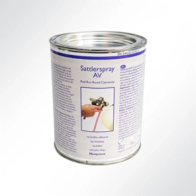 Abbildung von Saba Sattlerspray AV Kontaktkleber für Leder, Textilien, Himmelstoff, Edelstahl Spritz Kleber 1000ml