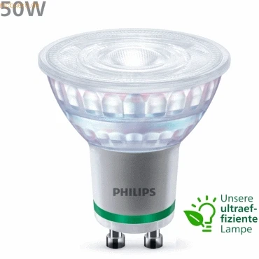 Abbildung von Philips Classic ultraeffiziente GU10 LED Lampe, 50W, warmweiß, 3 er Pack