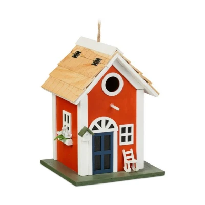 Abbildung von Relaxdays Deko Vogelhaus, Landhausstil, Holz, zum Aufhängen, H x B T: 25 18,5 cm, Vogelvilla für Garten, bunt