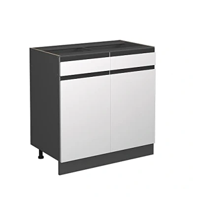 Abbildung von Vicco Unterschrank R Line, Weiß/Anthrazit, 80 cm J Shape, ohne Arbeitsplatte