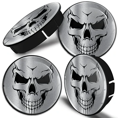 Abbildung von SkinoEu® 4 x 60mm Silikon Nabenkappen Kappen Felgendeckel Radkappen Radnabendeckel Nabendeckel Auto Giftig Schädel C 93