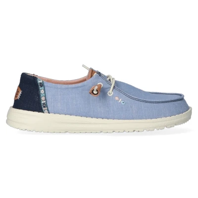 Abbildung von Hey Dude Wendy Chambray BOHO Sportlicher Schnürer, Damen, Größe: 37, Blue Textil