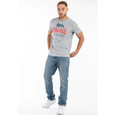 Abbildung von Lonsdale Normale Passform Gonfirth Tshirt print, Herren, Größe: XL, Marl grey navy red