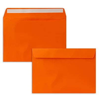 Abbildung von 100x Briefumschläge DIN C5 Orange 16,2 x 22,9 cm Haftklebung Edle Kuverts für große Einladungen und Karten zum Geburtstag oder Hochzeit