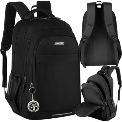 Abbildung von KRUZZEL Schulrücksack 30 Liter Reflektierend Ergonomisch Laptoptasche Rücksack Schwarz 24525