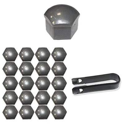 Abbildung von Tuqiang®20x Kappen Set Abdeckkappen Abdeckungen 17mm Radmuttern Radschrauben Radschraubenkappen Radkappen inkl Abzieher Grau
