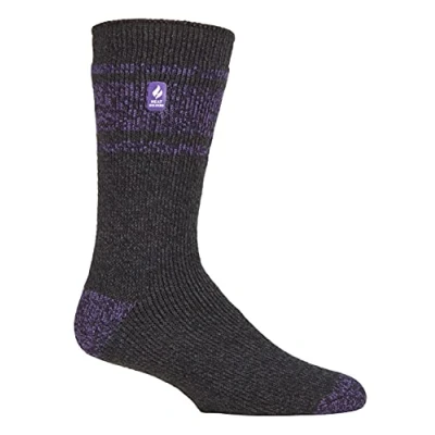 Abbildung von HEAT HOLDERS Herren Winter Extra Warm Thermosocken für Geschenk Innenfleece Socken (39 45, Charcoal/Purple (Athen))