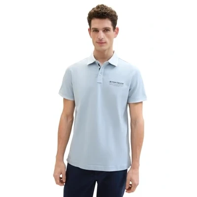 Abbildung von TOM Tailor MIT LOGO Print Poloshirt, Herren, Größe: Large, Foggy blue