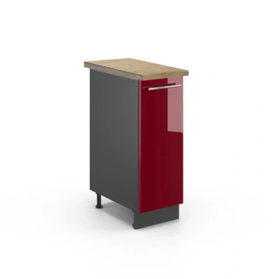Abbildung von Vicco Apothekerschrank Fame Line, Bordeaux Hochglanz/Anthrazit, 30 cm, AP Eiche