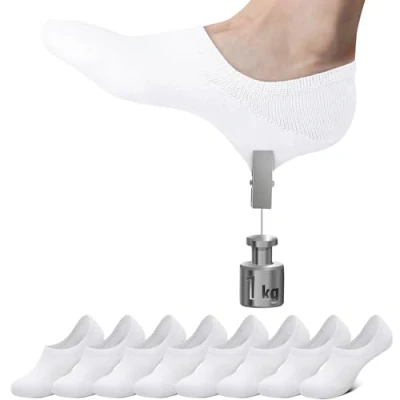 Abbildung von Falechay Sneaker Socken Damen Herren Füßlinge Footies 8 Paar Kurze Großes Silikonpad Verhindert Verrutschen Unsichtbare 8xweiß 47 50