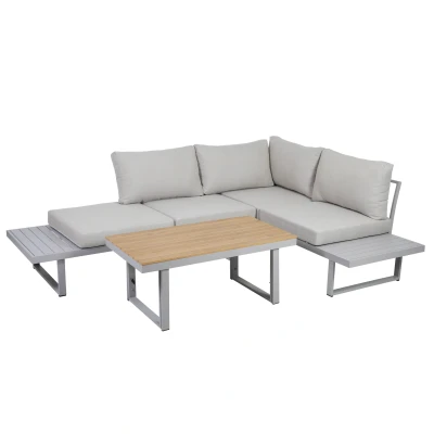 Abbildung von Greemotion Lounge Set Aruba aus Aluminium für 4 Personen, 3 teilig, Grau Mittel