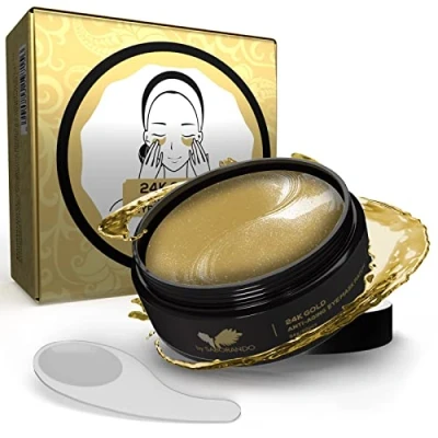 Abbildung von Korean skincare by Saborando Gold Augenpads gegen Augenringe &amp; Falten, Gesichtspflege Kollagen Hyaluron,Anti Aging tränensäcke Augenpflege 24k Gel Eye Pads 60x Beauty Masken vitamin e