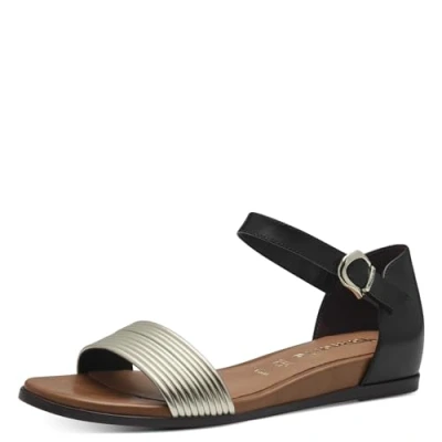 Abbildung von Tamaris Riemensandalette, Damen, Größe: 41, Black/gold Schuhe