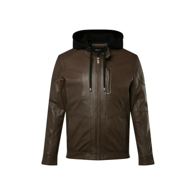Abbildung von Men Plus Lederjacke Men+ Leder Jersey Kapuze Zipper
