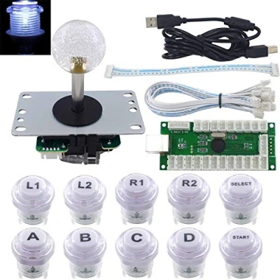 Abbildung von SJ@JX Arcade Stick DIY Kit 10x Tasten mit Logo LED MX 8 Wege Joystick USB Encoder für PC MAME Raspberry Pi Color Mix
