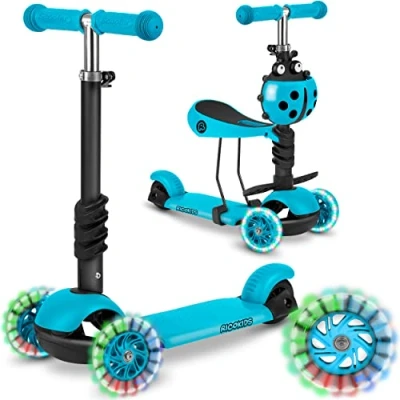 Abbildung von Ricokids 3 in 1 Laufroller für Kinder Roller DREI Rollen Kinderroller Räder ab Jahre Kleinkindroller 27,5 x 55,5 78,5 cm Farbe: Blau
