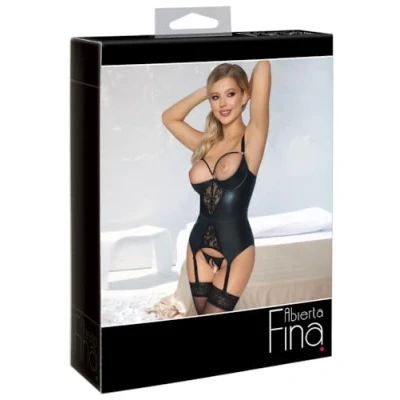 Abbildung von Strapshemd plus String ouvert, edler Mattlook mit Spitzeneinsätzen vorne
