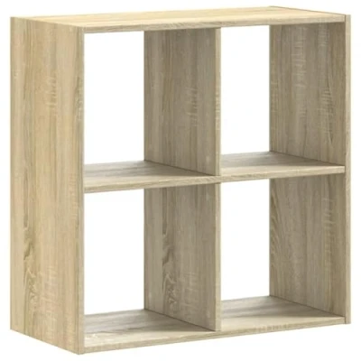 Abbildung von vidaXL Bücherregal, Standregal mit 4 Fächern, Würfelregal Regal für Wohnzimmer Büro, Raumteiler Wandregal Büroregal, Sonoma Eiche Holzwerkstoff
