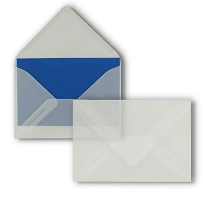 Abbildung von 75x Briefumschläge B6 17,5 x 12,5 cm Transparent Nassklebung mit spitzer Klappe 92 g/m² Für Hochzeit, Gruß Karten, Einladungen