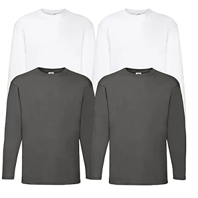 Abbildung von Fruit of the Loom 4 T Shirt Longsleeve M L XL XXL Langarm Verschiedene Farbsets auswählbar (3XL, 2Weiss2Graphit)