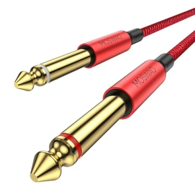 Abbildung von MOSWAG Gitarrenkabel, 5M 1/4 Zoll E Gitarre Verstärker gerade 6,35mm Stecker Stereo Audio Verbindungskabel für Bass Gitarre, Verstärker, Bass, Keyboard