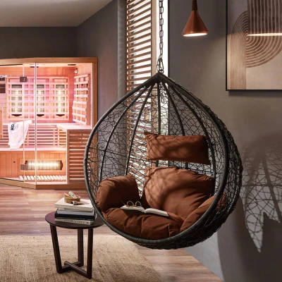 Abbildung von HOME DELUXE Hängesessel Polyrattan CIELO Nur Korb (Set, und Kissen), inklusive Sitz , Seiten Rückenkissen