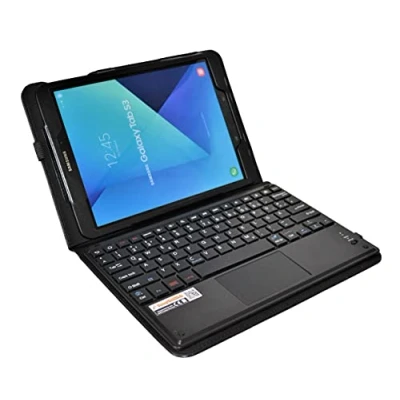 Abbildung von MQ21 für Galaxy Tab S3 9.7 Bluetooth Tastatur Tasche mit Multifunktions Touchpad Samsung LTE SM T825, WiFi T820 Hülle und Layout QWERTZ, Schwarz
