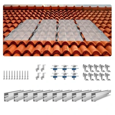 Abbildung von VEVOR Solarmodul Halterung Montage Set 10x Montageschiene 4x Endklemmen Zubehör