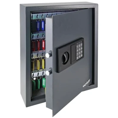 Abbildung von HMF Schlüsseltresor Schlüsselkasten mit Elektronikschloss (71 Haken, inkl. Schlüsselanhänger), Schlüssel Safe 46 x 36 12 cm, anthrazit