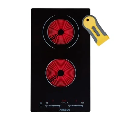 Abbildung von Arebos Glaskeramikkochfeld 2 Platten Einbau autarkes Kochfeld 3200 W 30 cm Sensor Touch Display 9 Heizstufen Kindersicherung, Timer, Überhitzungsschutz Autoabschaltung