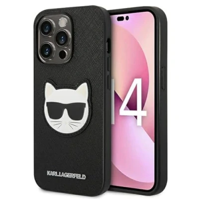 Abbildung von KARL LAGERFELD KLHCP14XSAPCHK hülle für iPhone 14 Pro Max 6,7&quot; hardcase schwarz/Black Saffiano Choupette Head Patch