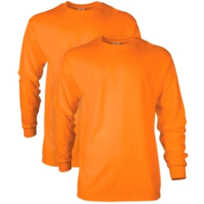Abbildung von Gildan Unisex Erwachsene Ultra Cotton Long Sleeve T Shirt, Style G2400, Multipack Hemd, Safety Orange (2er Pack), 3XL