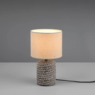 Abbildung von Reality Leuchten Tischleuchte Mala R50941944, Fuß Keramik braun, Stoffschirm beige, exklusiv 1x E14, Durchm. 22cm / Höhe 38cm