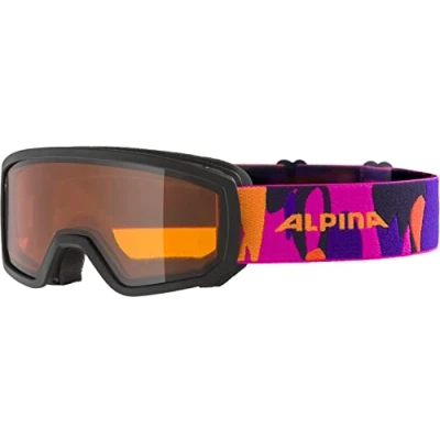 Abbildung von Alpina PINEY Beschlagfreie, Extrem Robuste &amp; Bruchsichere Skibrille Mit 100% UV Schutz Für Kinder, black pink matt, One Size